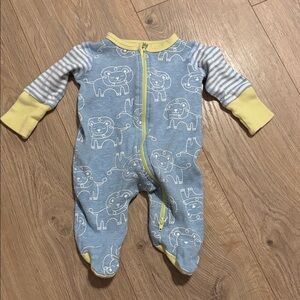 Blue and Yellow Baby Onesie with Lion Print